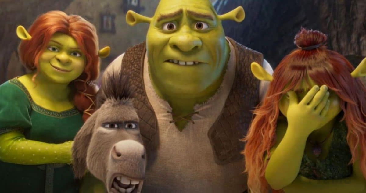 Shrek 5 retour personnages scène -poster